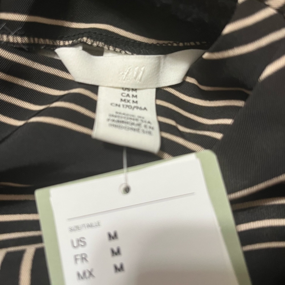 H&M Black and Beige Striped Blouse